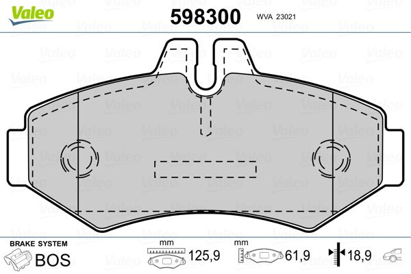 VALEO 598300 Brake Pad Set, disc brake