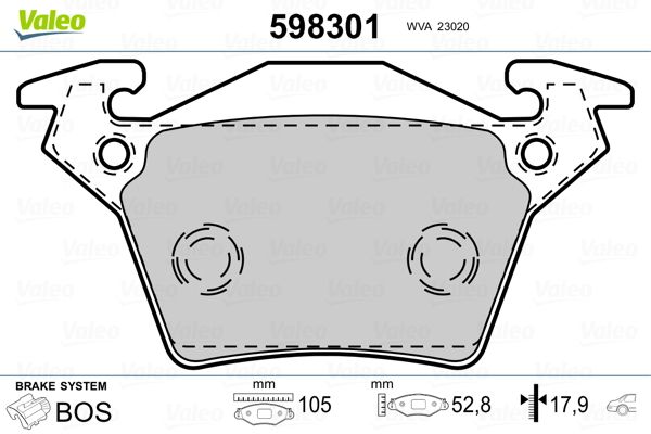 VALEO 598301 Brake Pad Set, disc brake