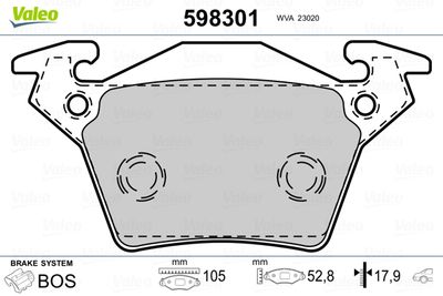 Brake Pad Set, disc brake VALEO 598301