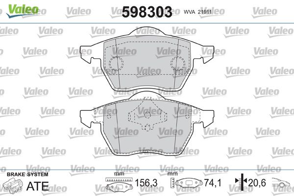 VALEO 598303 Brake Pad Set, disc brake
