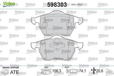 Brake Pad Set, disc brake VALEO 598303