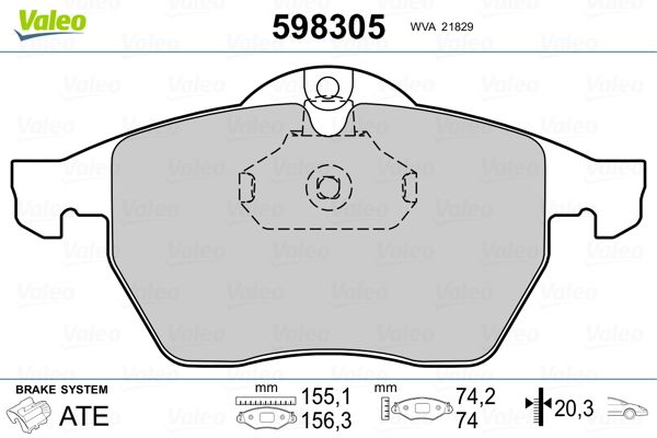 VALEO 598305 Brake Pad Set, disc brake