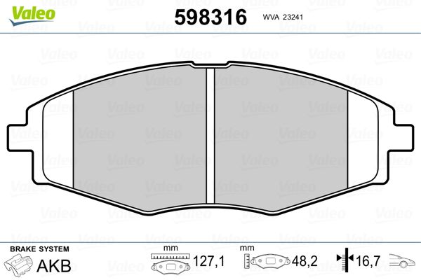 VALEO 598316 Brake Pad Set, disc brake