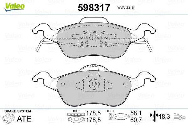 VALEO 598317 Brake Pad Set, disc brake