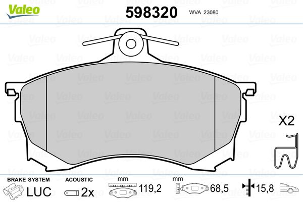 VALEO 598320 Brake Pad Set, disc brake