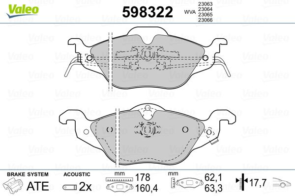 VALEO 598322 Brake Pad Set, disc brake