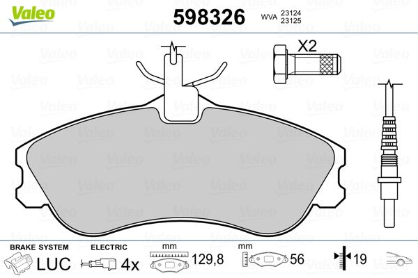 VALEO 598326 Brake Pad Set, disc brake