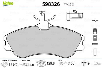 Brake Pad Set, disc brake VALEO 598326