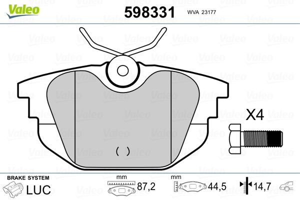 VALEO 598331 Brake Pad Set, disc brake