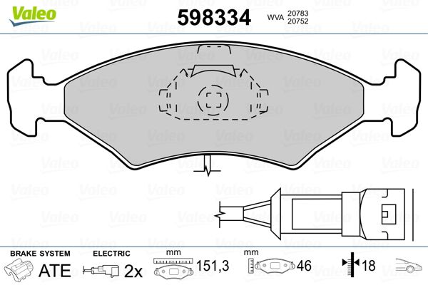 VALEO 598334 Brake Pad Set, disc brake