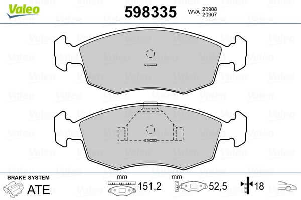 VALEO 598335 Brake Pad Set, disc brake