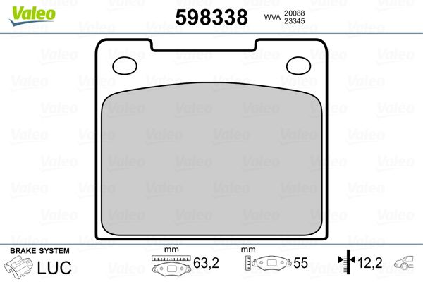 VALEO 598338 Brake Pad Set, disc brake