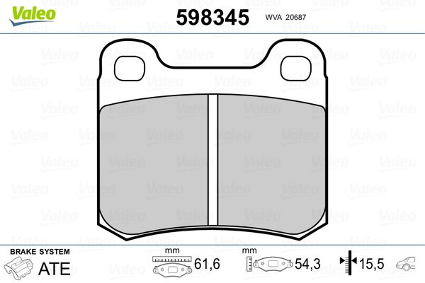 VALEO 598345 Brake Pad Set, disc brake