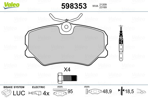 VALEO 598353 Brake Pad Set, disc brake