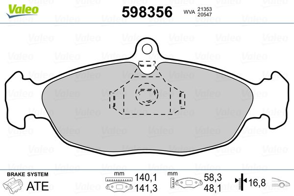 VALEO 598356 Brake Pad Set, disc brake