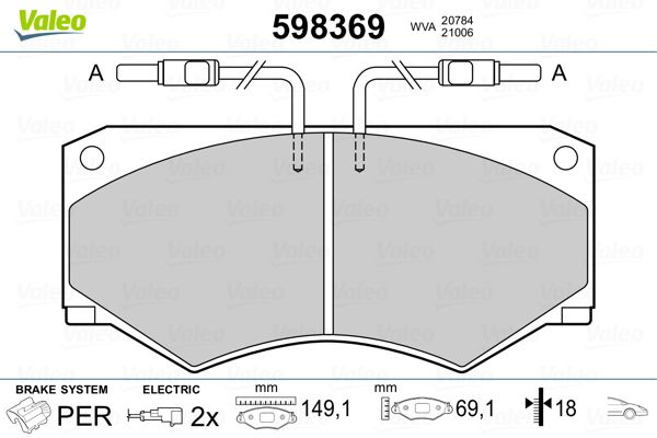 VALEO 598369 Brake Pad Set, disc brake