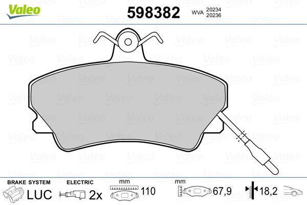 VALEO 598382 Brake Pad Set, disc brake