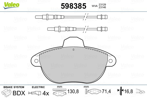 VALEO 598385 Brake Pad Set, disc brake