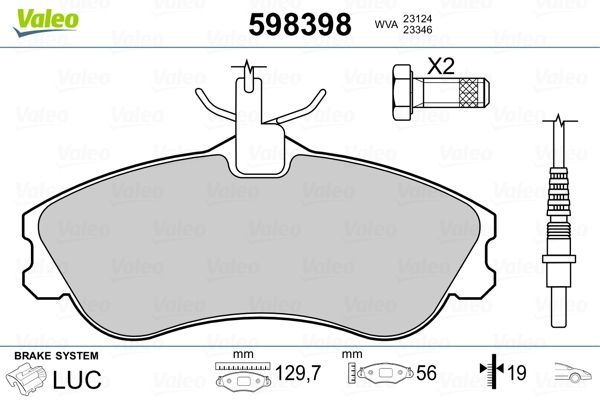 VALEO 598398 Brake Pad Set, disc brake