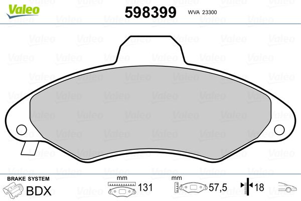 VALEO 598399 Brake Pad Set, disc brake