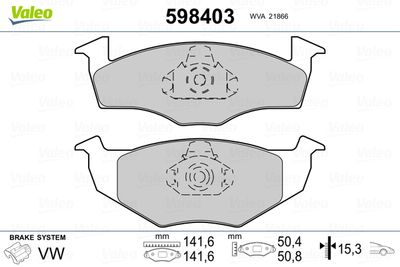 Brake Pad Set, disc brake VALEO 598403
