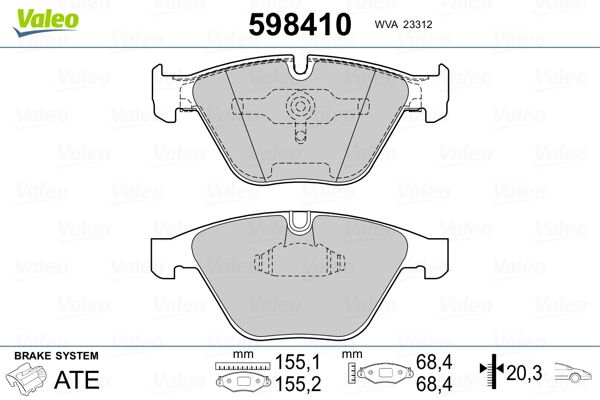 VALEO 598410 Brake Pad Set, disc brake