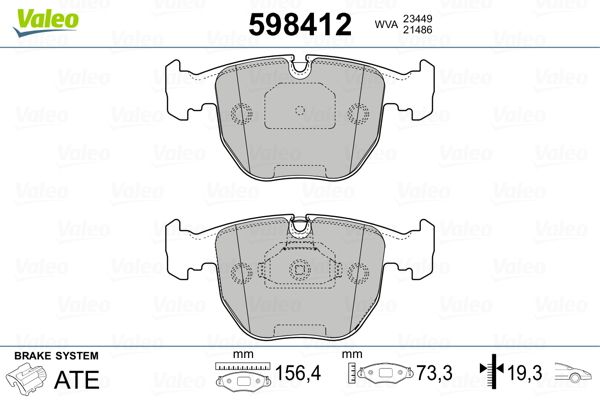 VALEO 598412 Brake Pad Set, disc brake