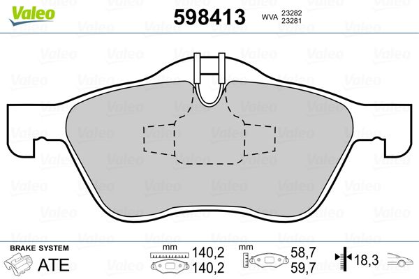 VALEO 598413 Brake Pad Set, disc brake