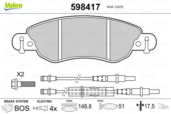 VALEO 598417 Brake Pad Set, disc brake