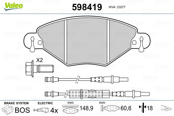 VALEO 598419 Brake Pad Set, disc brake