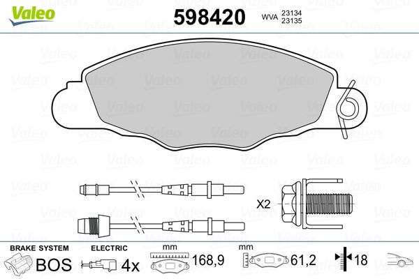 VALEO 598420 Brake Pad Set, disc brake