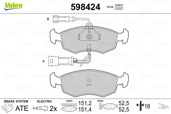 VALEO 598424 Brake Pad Set, disc brake