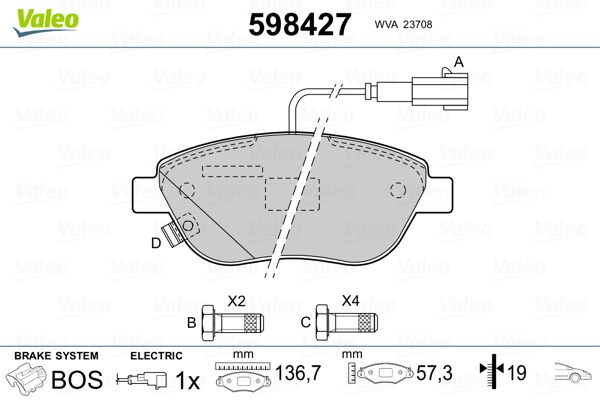 VALEO 598427 Brake Pad Set, disc brake