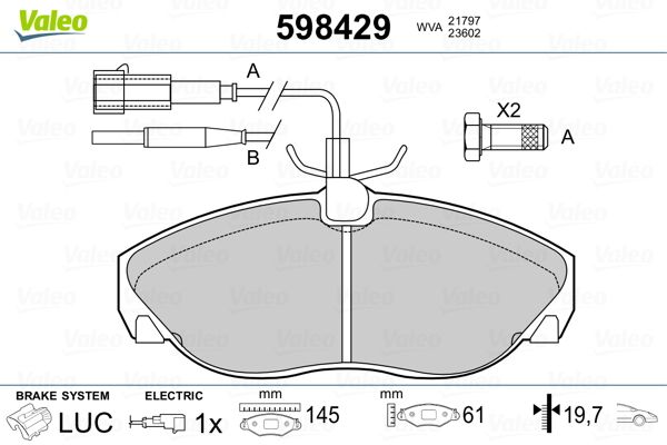VALEO 598429 Brake Pad Set, disc brake