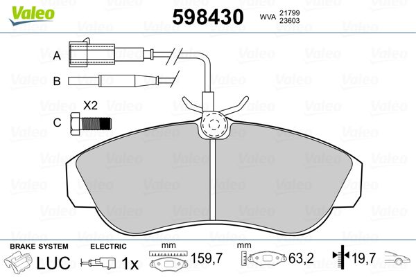 VALEO 598430 Brake Pad Set, disc brake