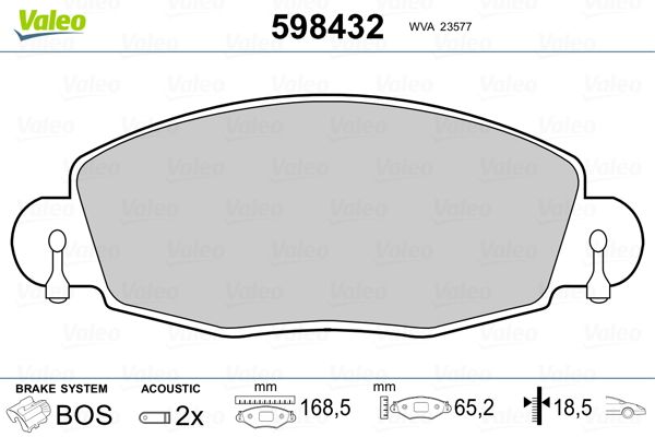 VALEO 598432 Brake Pad Set, disc brake