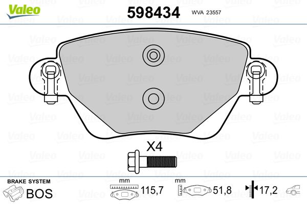 VALEO 598434 Brake Pad Set, disc brake