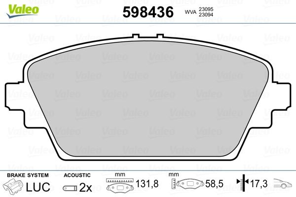 VALEO 598436 Brake Pad Set, disc brake
