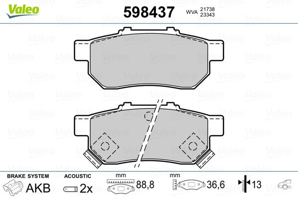 VALEO 598437 Brake Pad Set, disc brake