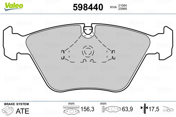 VALEO 598440 Brake Pad Set, disc brake