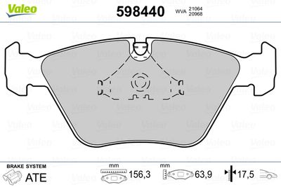 Brake Pad Set, disc brake VALEO 598440