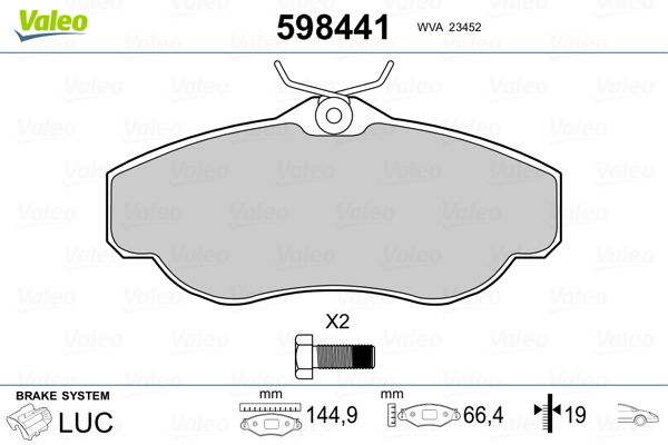 VALEO 598441 Brake Pad Set, disc brake