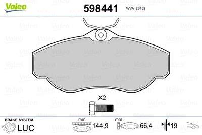 Brake Pad Set, disc brake VALEO 598441