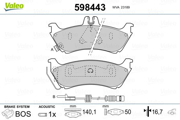 VALEO 598443 Brake Pad Set, disc brake