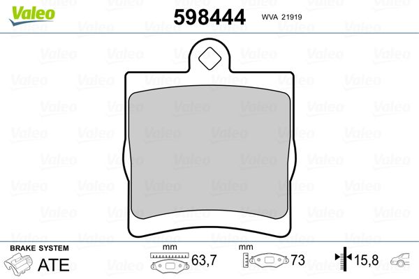 VALEO 598444 Brake Pad Set, disc brake