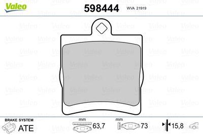 Brake Pad Set, disc brake VALEO 598444