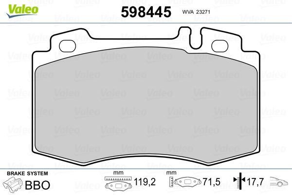 VALEO 598445 Brake Pad Set, disc brake