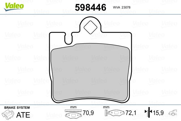 VALEO 598446 Brake Pad Set, disc brake