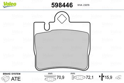 Brake Pad Set, disc brake VALEO 598446