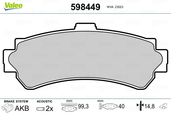 VALEO 598449 Brake Pad Set, disc brake